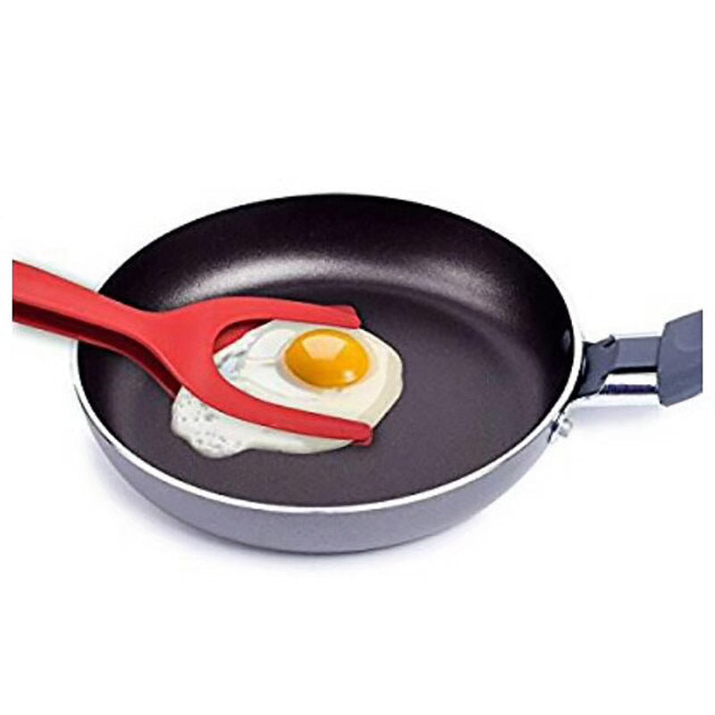 2 In 1 Grip And Flip Tongs Egg Spatula Tongs Clamp Pancake Fried Egg French Toast Omelet Overturned Kitchen Accessories-Junk in the Trunk