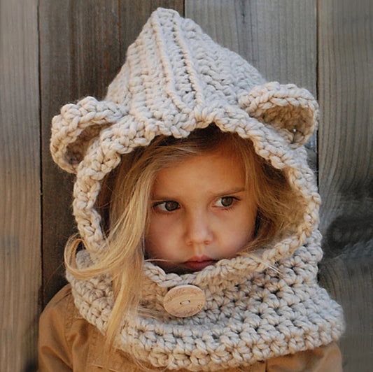 Baby Girls Hats Handmade Kids Winter Hats Wrap Bear Scarf Caps-Junk in the Trunk