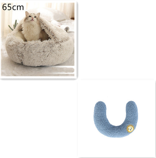 2 In 1 Dog And Cat Bed Pet Winter Bed Round Plush Warm Bed House Soft Long Plush Pets Bed-Junk in the Trunk